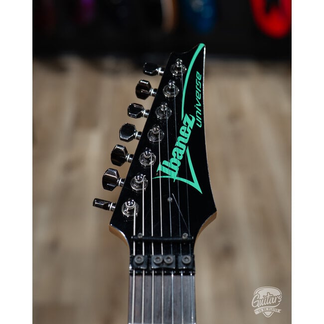 Used Ibanez UV7BK Universe 'Green Dot' 7 String Guitar w/ Case – Black