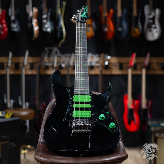 Used Ibanez UV7BK Universe 'Green Dot' 7 String Guitar w/ Case – Black