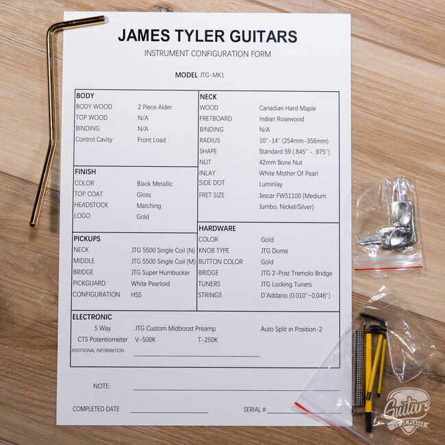 James Tyler Guitars JTG-MK1 S-Style Guitar w/ Case – Black Metallic