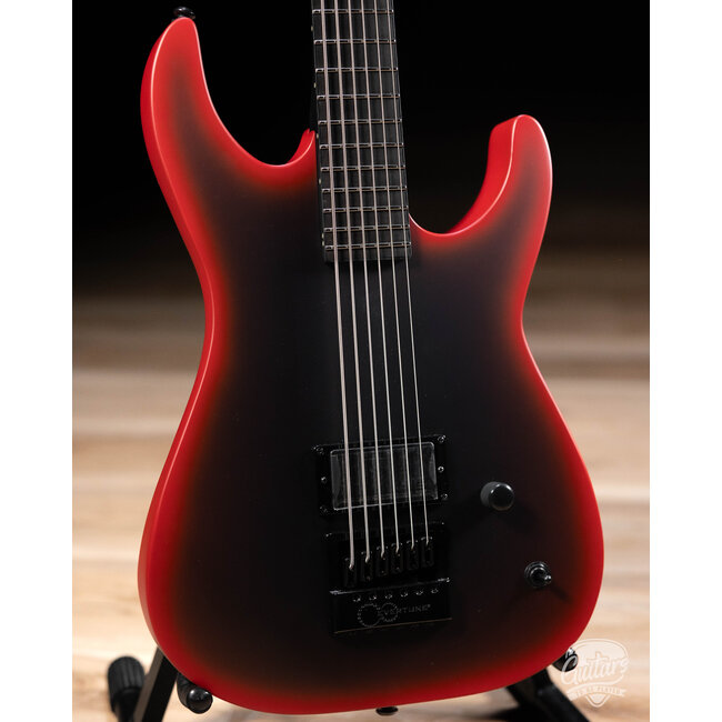 ESP LTD M-6 EVERTUNE 30"SCALE BLACK METAL – BLACK RED BURST SATIN