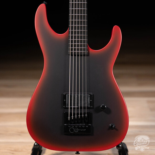 ESP LTD M-6 Evertune 30" Scale Black Metal – Black Red Burst Satin