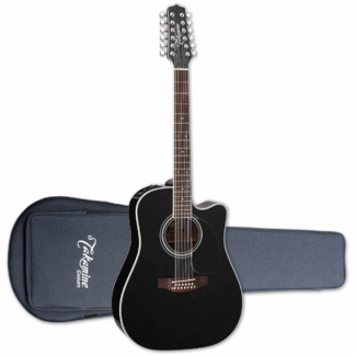 Takamine Takamine EF381SC 12-String Dreadnought Cutaway Guitar w/ Case – Black