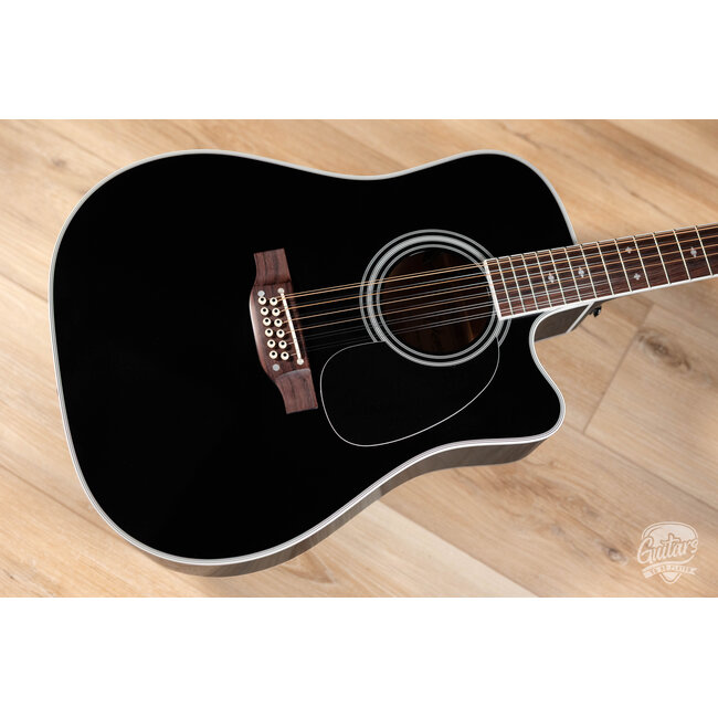 Takamine EF381SC 12-String Dreadnought Cutaway Guitar w/ Case – Black