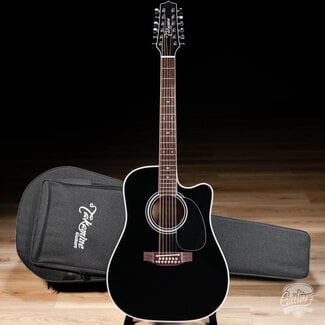 Takamine Takamine EF381SC 12-String Dreadnought Cutaway Guitar w/ Case – Black