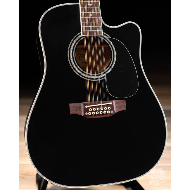 Takamine EF381SC 12-String Dreadnought Cutaway Guitar w/ Case – Black