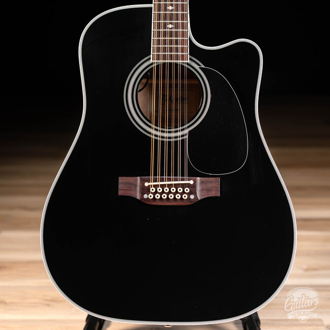 Takamine EF381SC 12-String Dreadnought Cutaway Guitar w/ Case – Black