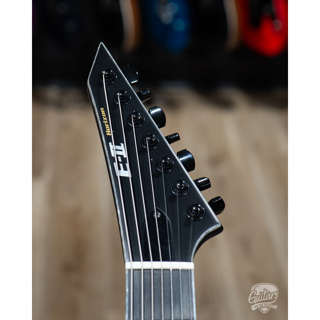 ESP E-II Horizon NT-7B Hipshot 7-String Baritone w/ Case – Black Satin (B-stock)