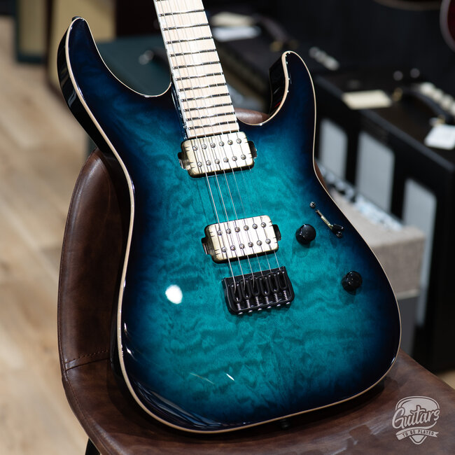 ESP E-II M-II NT Quilt Top & Maple Fretboard Guitar – Black Turquoise Burst