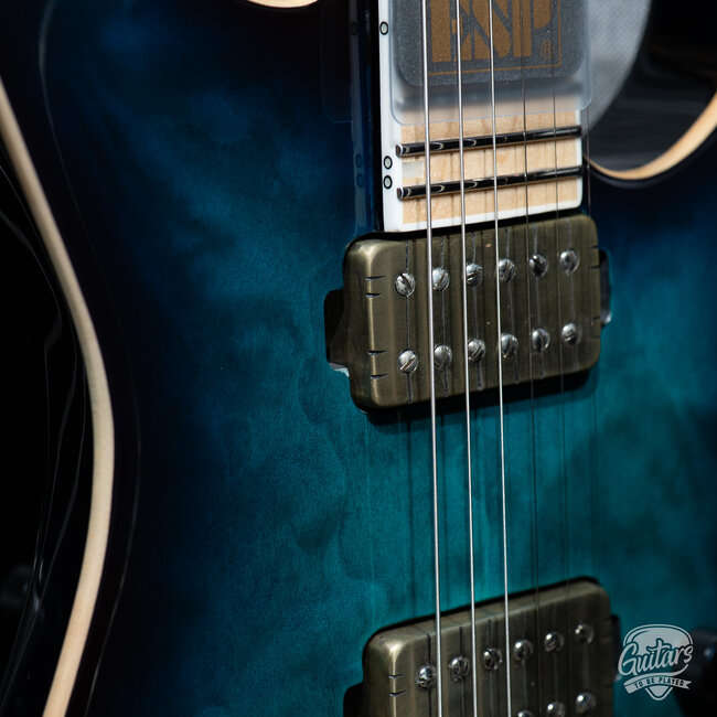 ESP E-II M-II NT Quilt Top & Maple Fretboard Guitar – Black Turquoise Burst