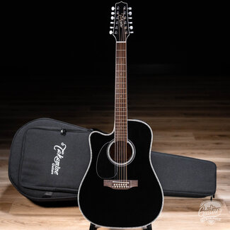 Takamine Takamine EF381DX LH 12-String Left-Handed Dreadnought Guitar w/ Case – Black