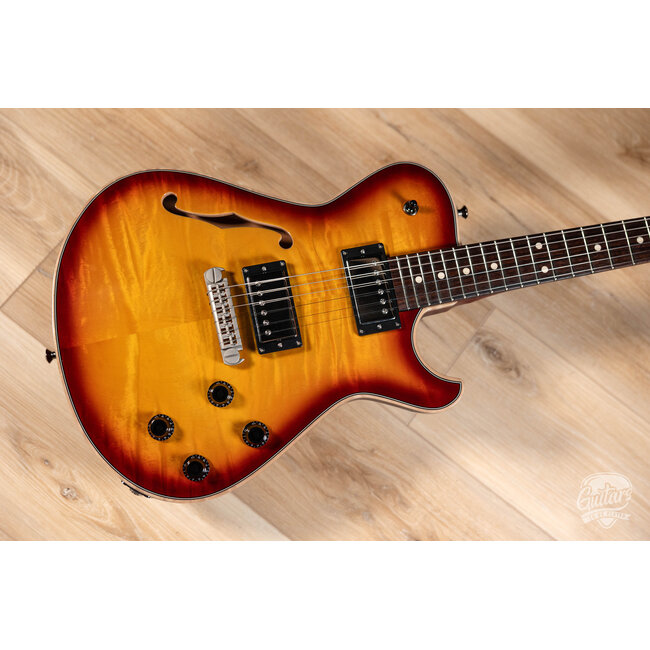 Knaggs Kenai T2 Flame Top Hollowbody Guitar w/ Wraptail–Dark CherryBurst (Gloss)