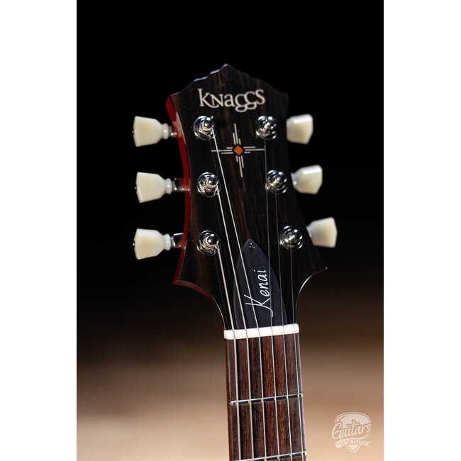 Knaggs Kenai T2 Flame Top Hollowbody Guitar w/ Wraptail–Dark CherryBurst (Gloss)