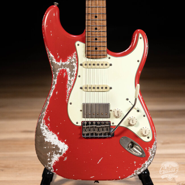 Xotic XSC-2 Alder HSS S-Style w/ Roasted Flame Maple Neck – Fiesta Red