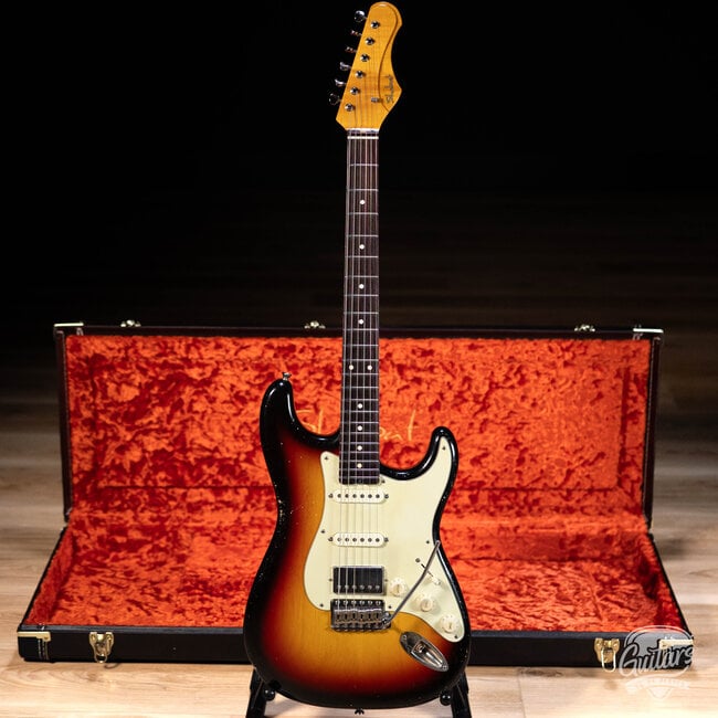 Shabat Lynx HSS 1-Piece Swamp Ash w/ Plain Maple Neck & RW – 3-Tone Sunburst