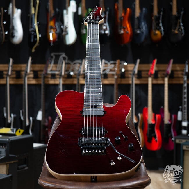 Used Schecter PT7 SLS Elite FR Seven String Guitar w/ Case – Blood Red Burst