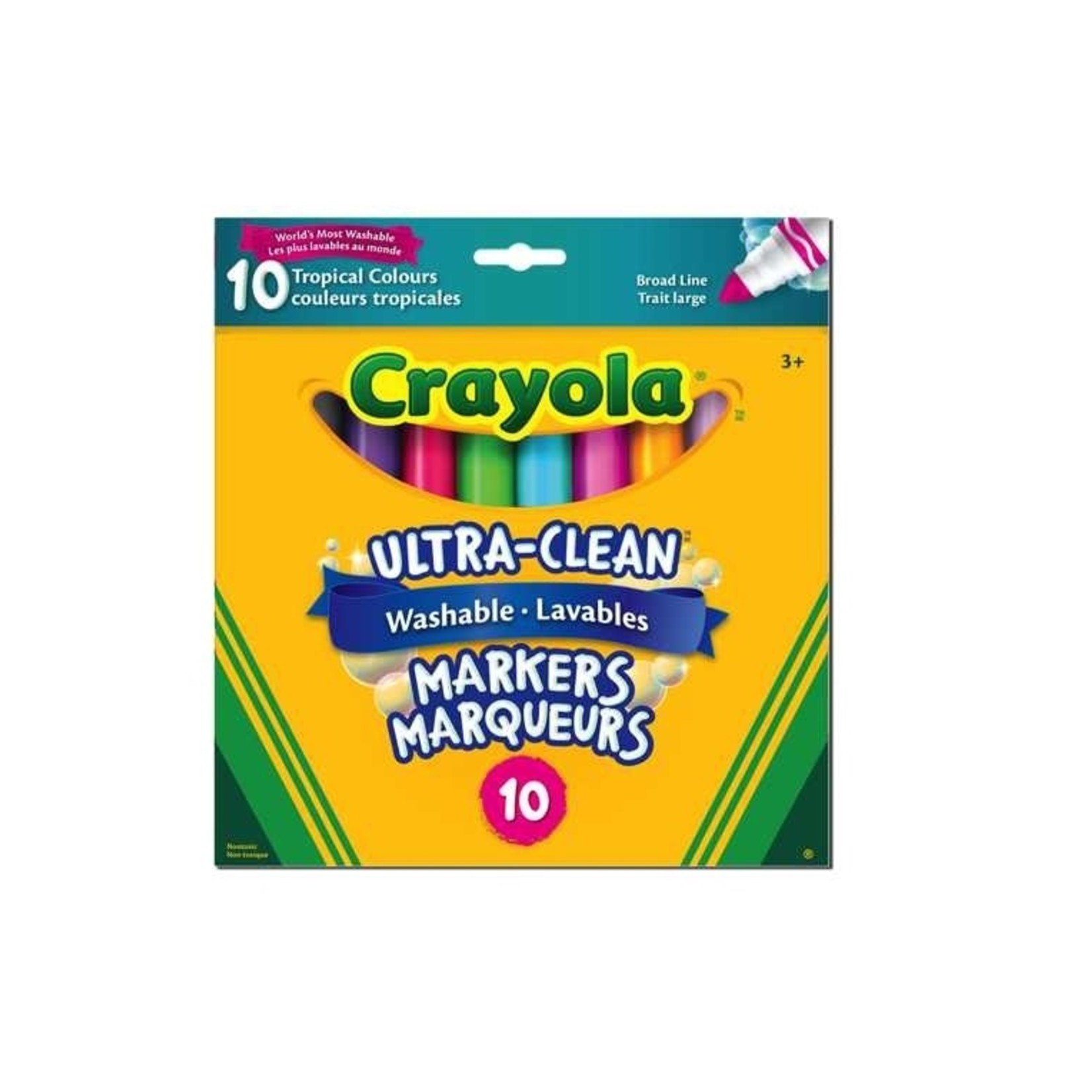 Crayola 10 Marqueurs Couleurs Tropicales Lavables - Trait Large