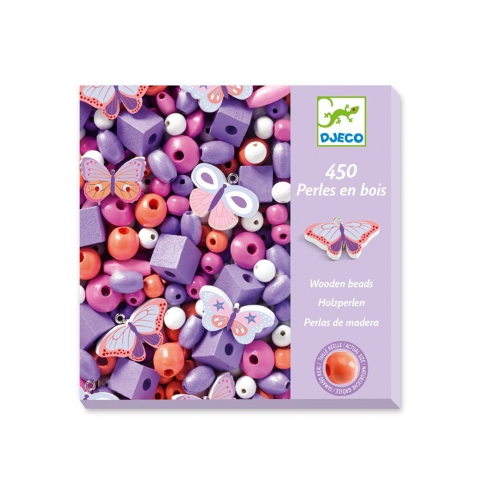 Djeco Perles en bois - Papillons (Multilingue)