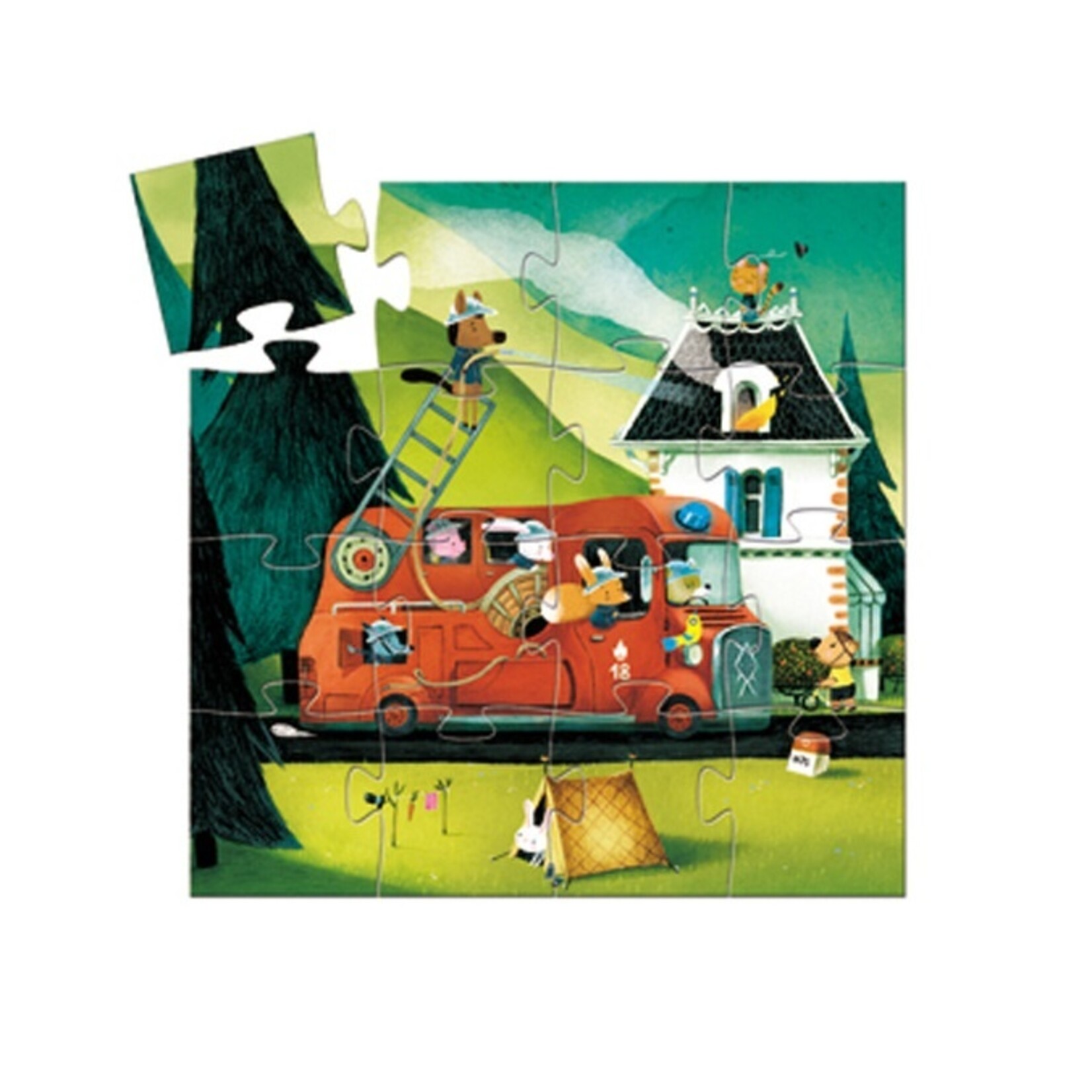Djeco PZ16 Puzzle silhouette - Le camion de pompier