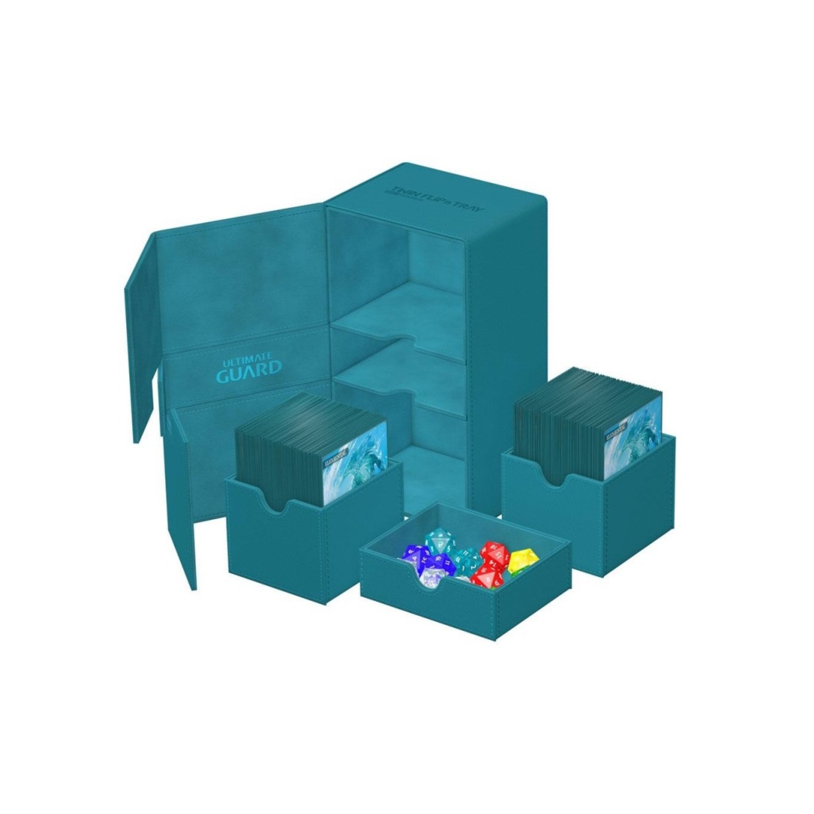 Ultimate Guard UG - Twin flip n tray deck case monocolor - Turquoise - 200 double sleeves