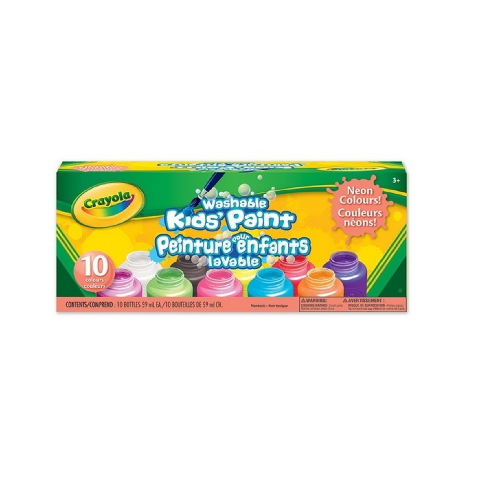 Crayola Ensemble de peinture lavable - 10 couleurs néons
