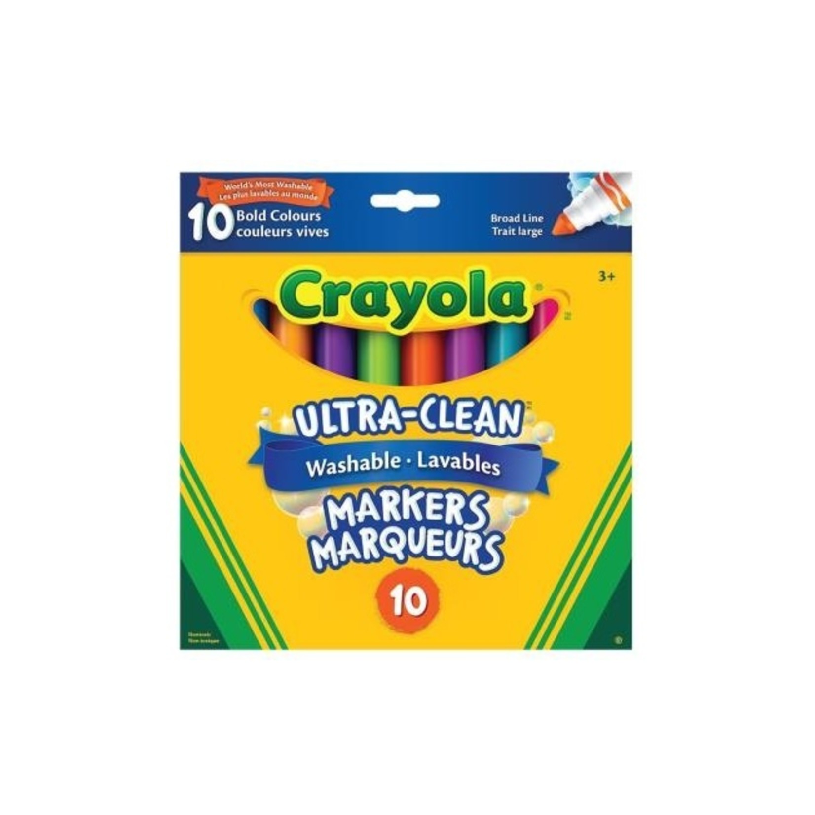 Crayola Ensemble de crayon lavables - 10 couleurs - Trait large