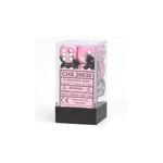 Chessex Ensemble de 12 dés rose et noir picoté blanc