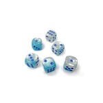Chessex Brique de 12 d6 16mm Gemini Perlé Sarcelle-Blanc avec points bleus