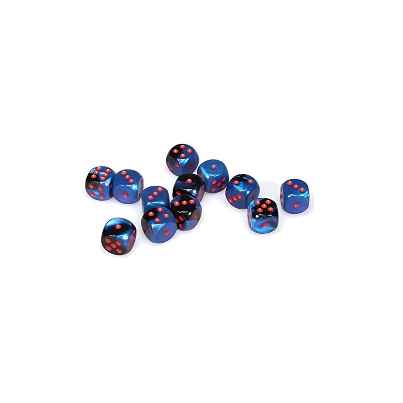 Chessex Brique de 12 d6 16mm Gemini ciel noir étoilé avec points rouges