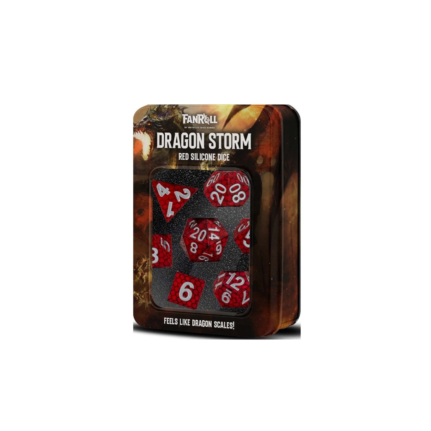 Fanroll Ensemble de 7 dés en silicone - Rouge écaille de dragon