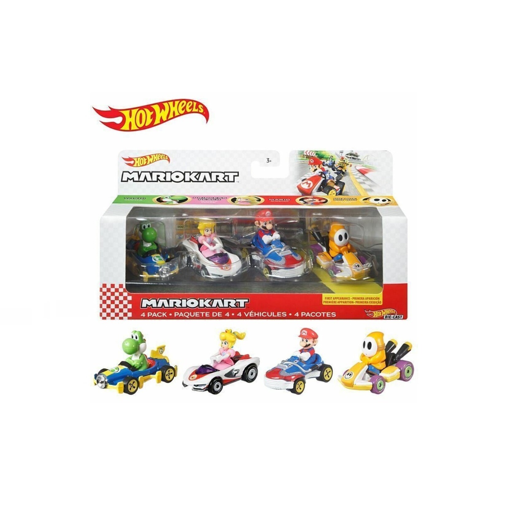 Mattel Games Hot Wheels - Coffret de 4 Voitures Mario Kart