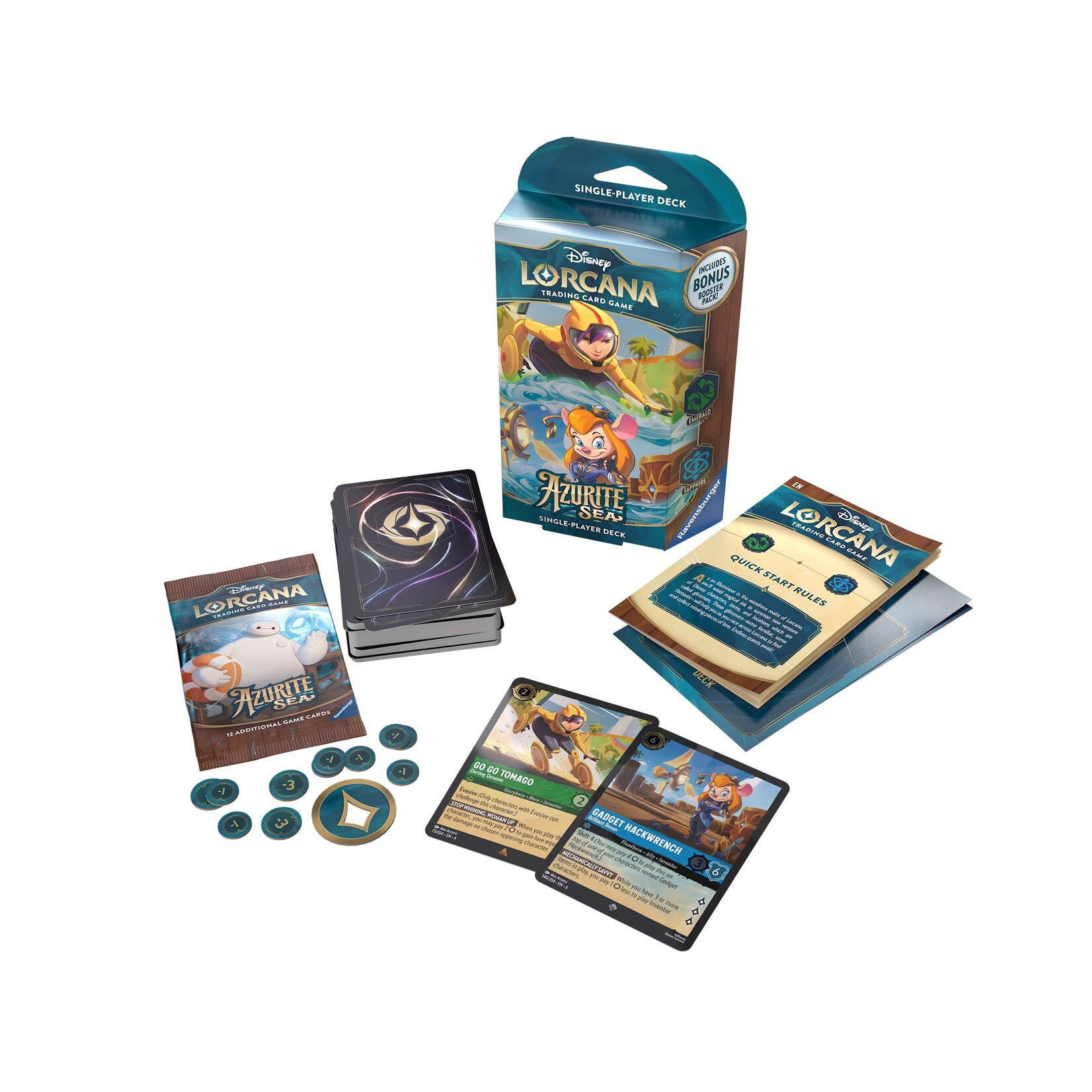 Ravensburger Disney Lorcana - Azurite Sea - Starter Deck - Go Go Tomago & Gadget (English)