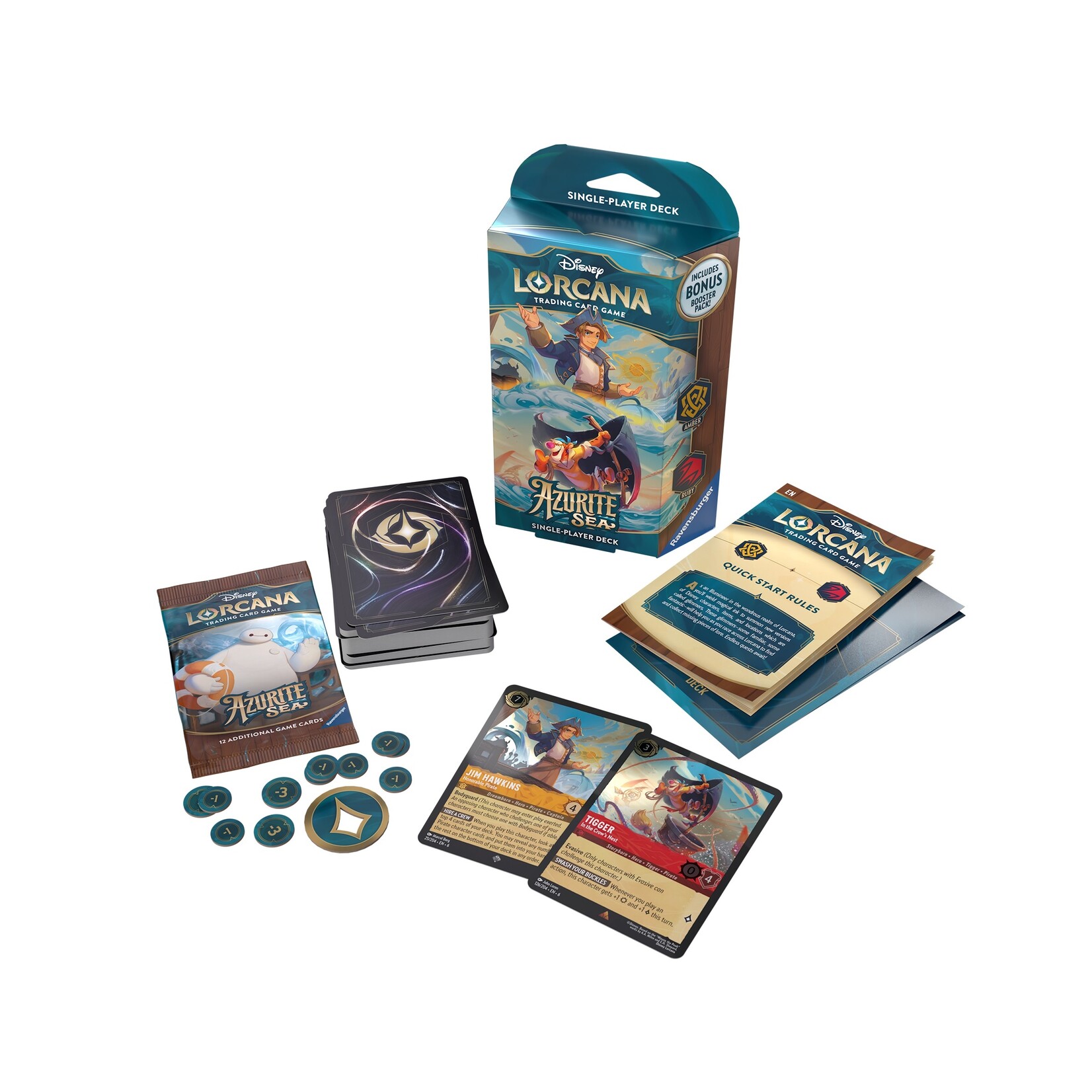 Ravensburger Disney Lorcana - Azurite Sea - Starter Deck - Jim Hawkins & Tiger (English)
