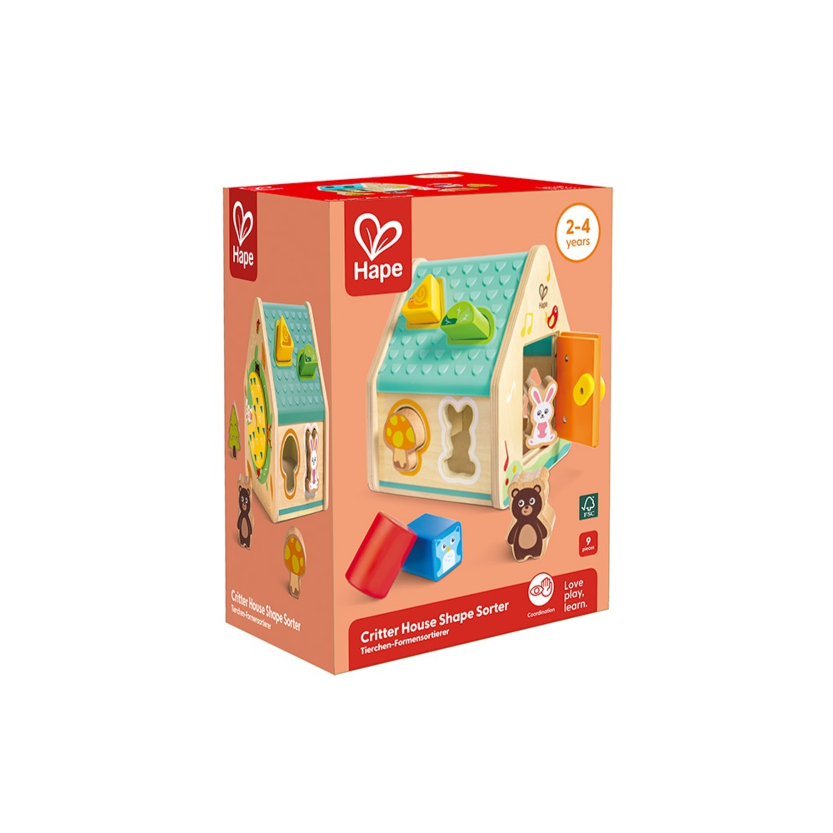 Hape Critter house shape sorter (Multilingue)