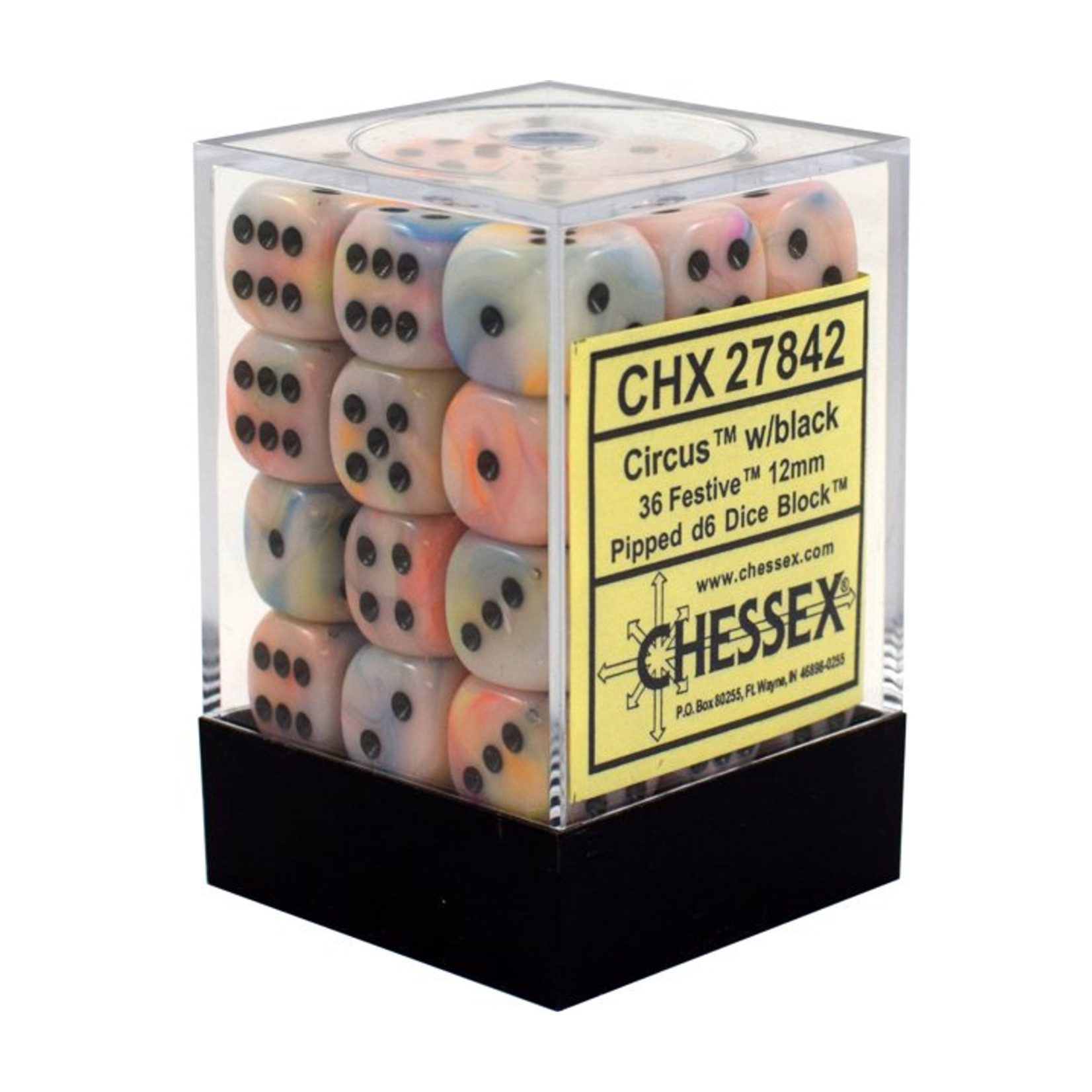 Chessex Ensemble de 36 dés 12 mm - Circus avec points noirs
