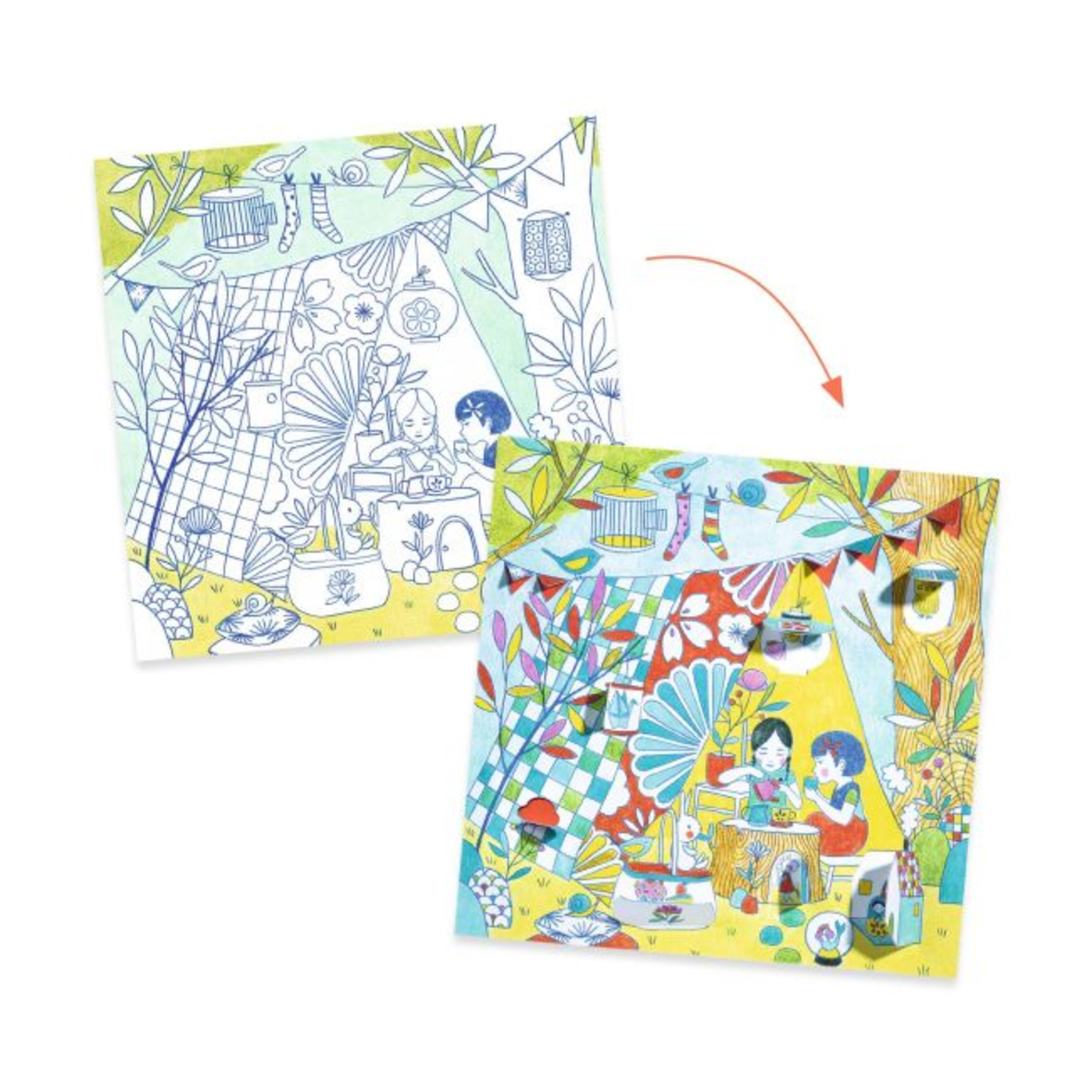 Djeco Coloriages surprises - Les cabanes de Nina