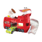 Mattel Games Hot Wheels City - Coffret de jeu pliable - Camion restaurant et course