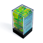 Chessex Brique de 12 d6 16mm Plasma vert thé avec points orange