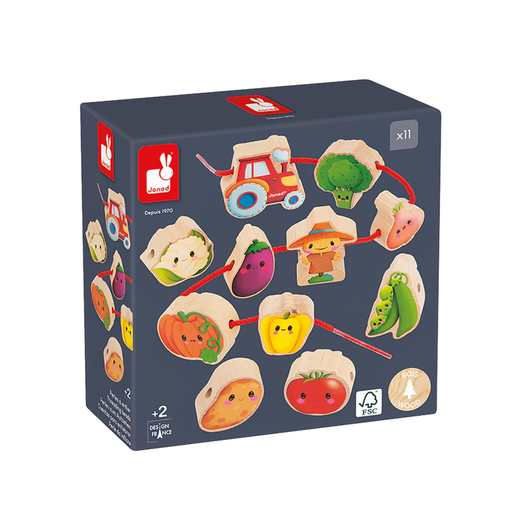 Janod Billes en légumes à enfiler en bois