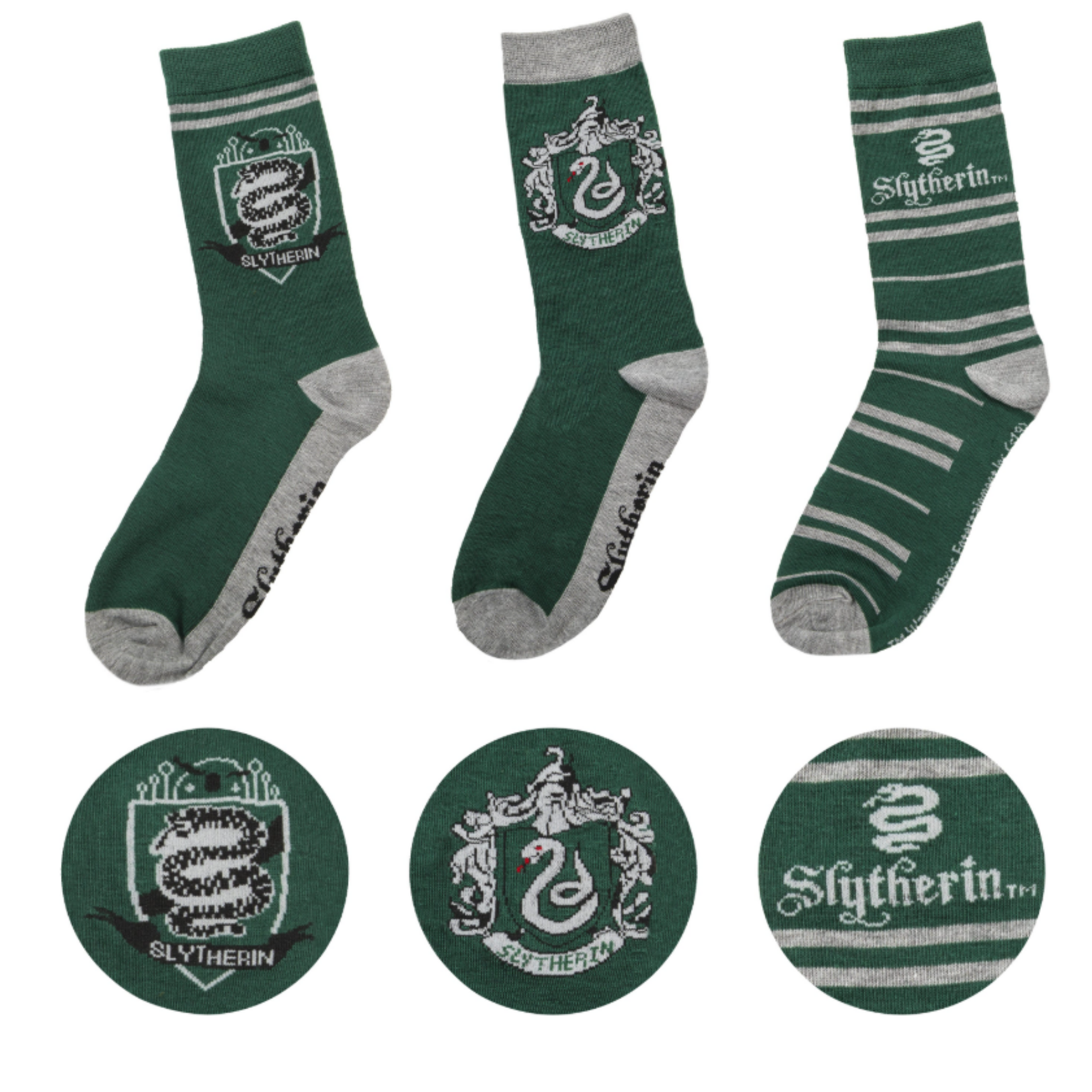 Cinereplicas Harry Potter - Ensemble de 3 chaussettes - Serpentard - Slytherin (4-11)