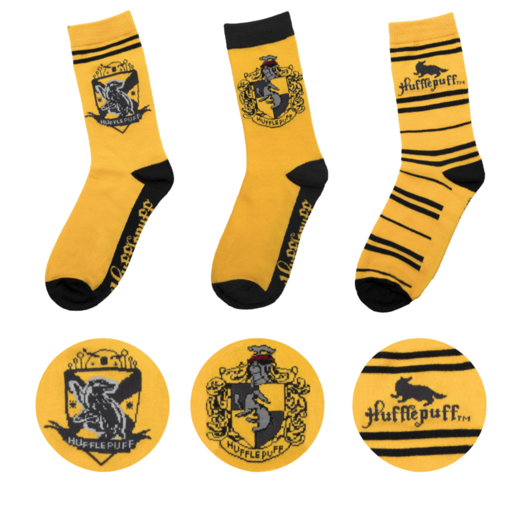 Cinereplicas Harry Potter - Ensemble de 3 chaussettes - Poufsouffle - Hufflepuff (4-11)