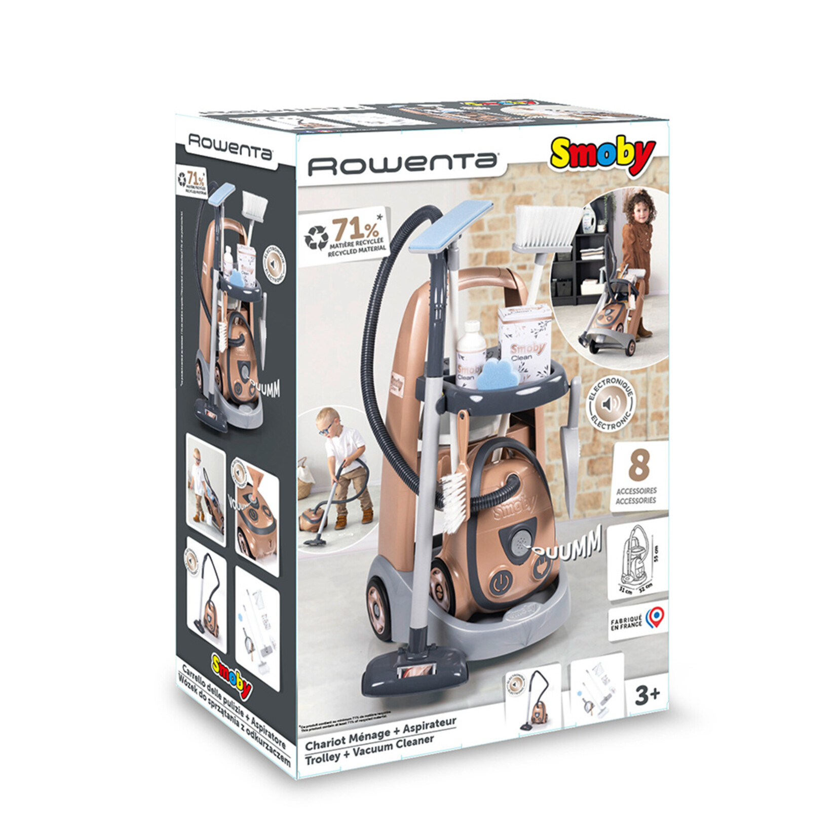 Smoby Smoby - Chariot ménager et aspirate 9 pcs (Multilingue)