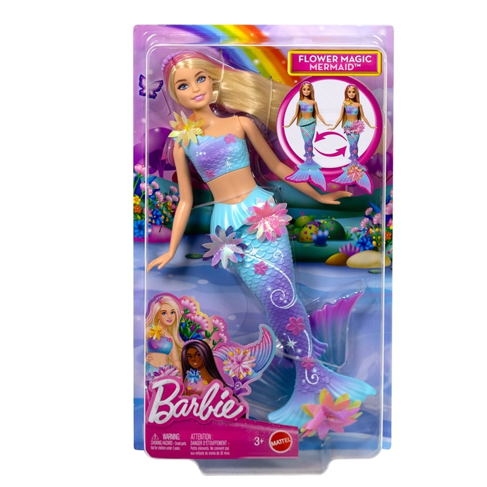 Mattel Games Barbie - Sirène magique fleurie blonde (Multilingue)
