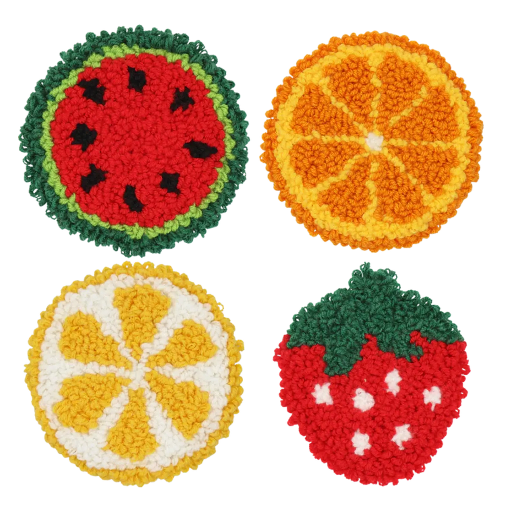 Ensemble de broderie poincon - Sous verres fruits