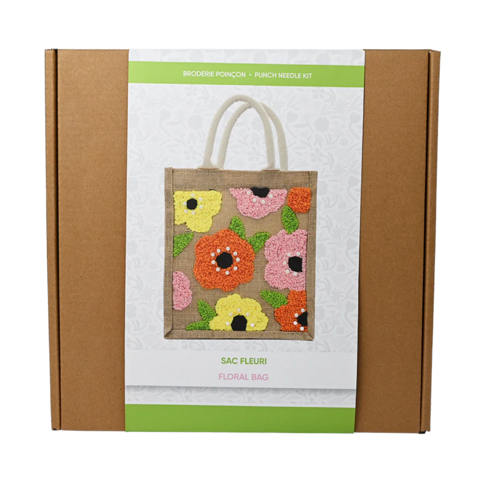 Ensemble de broderie poincon - Sac fleuri