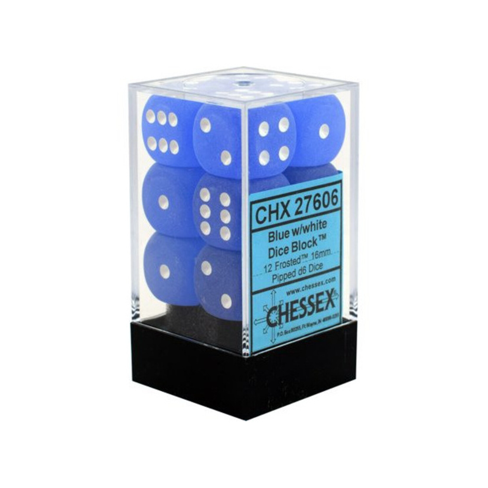 Chessex Ensemble de 12 dés 6 faces 16 mm - Bleu et blanc givrés