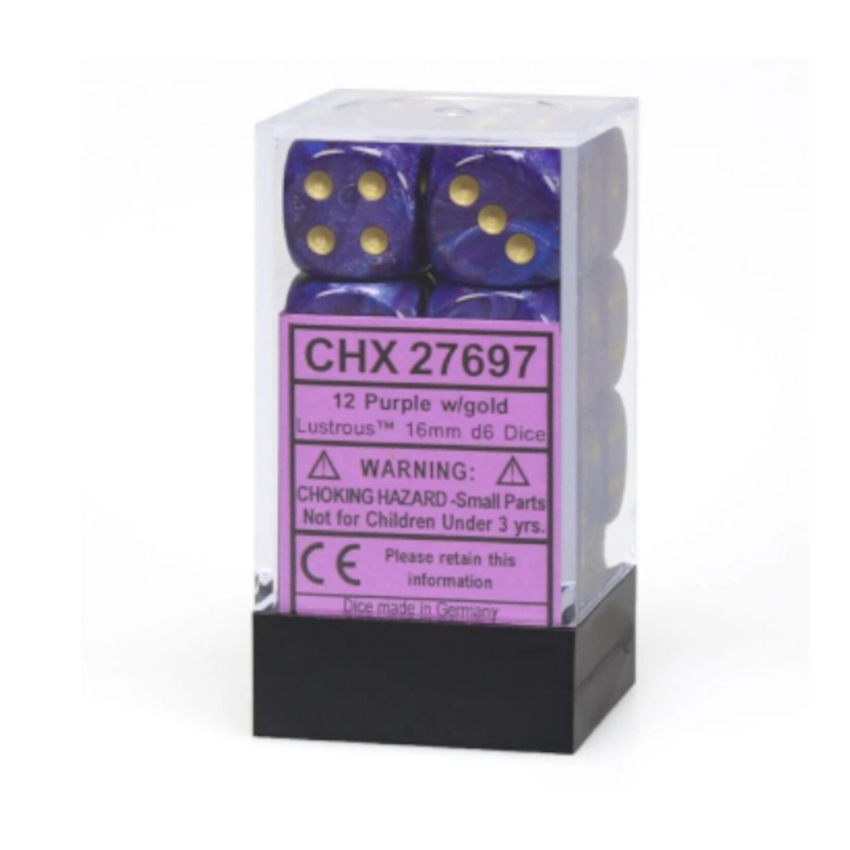 Chessex Ensemble de 12 dés 6 faces 16 mm - Mauve et or