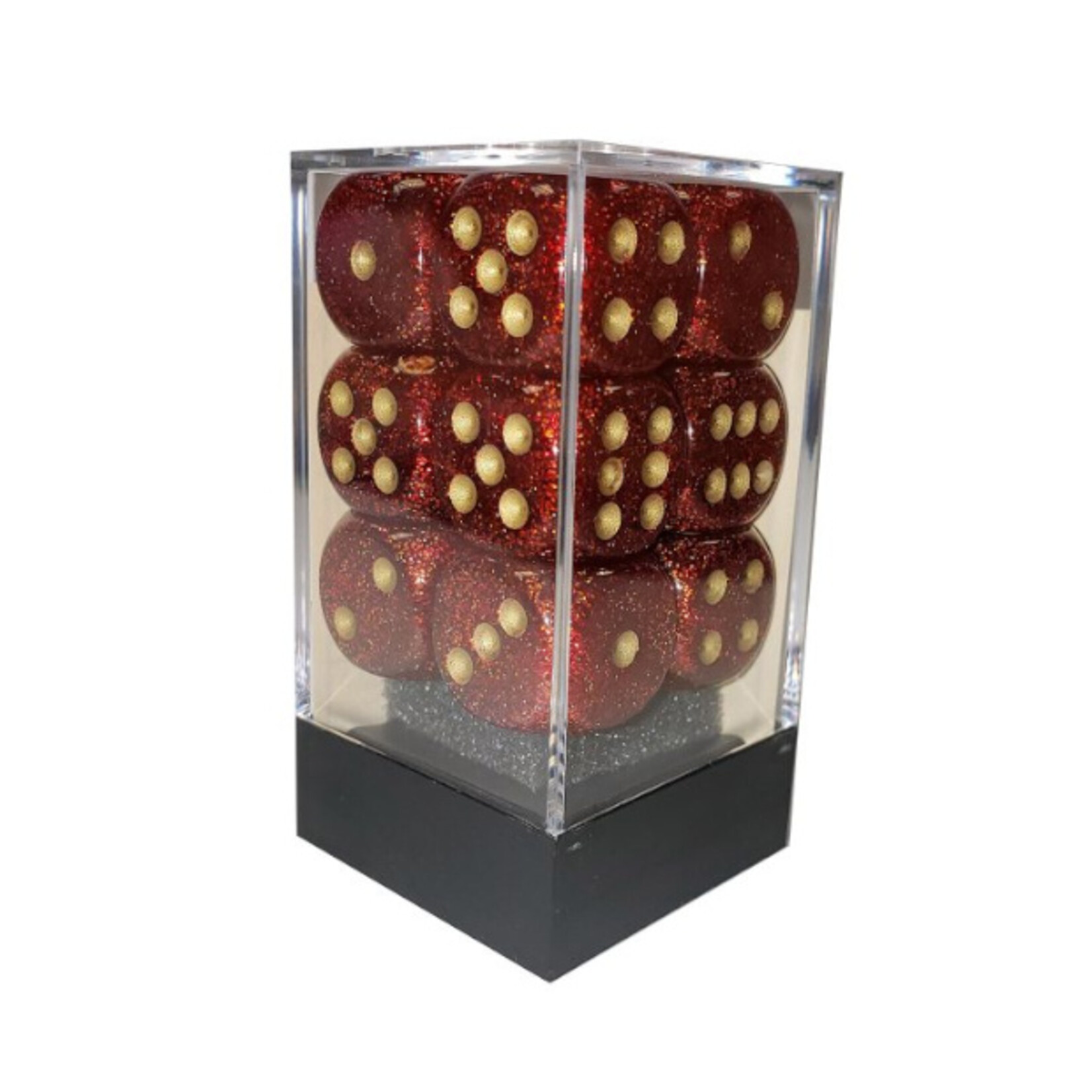 Chessex Ensemble de 12 dés 6 faces 16 mm - Rouge rubis et or