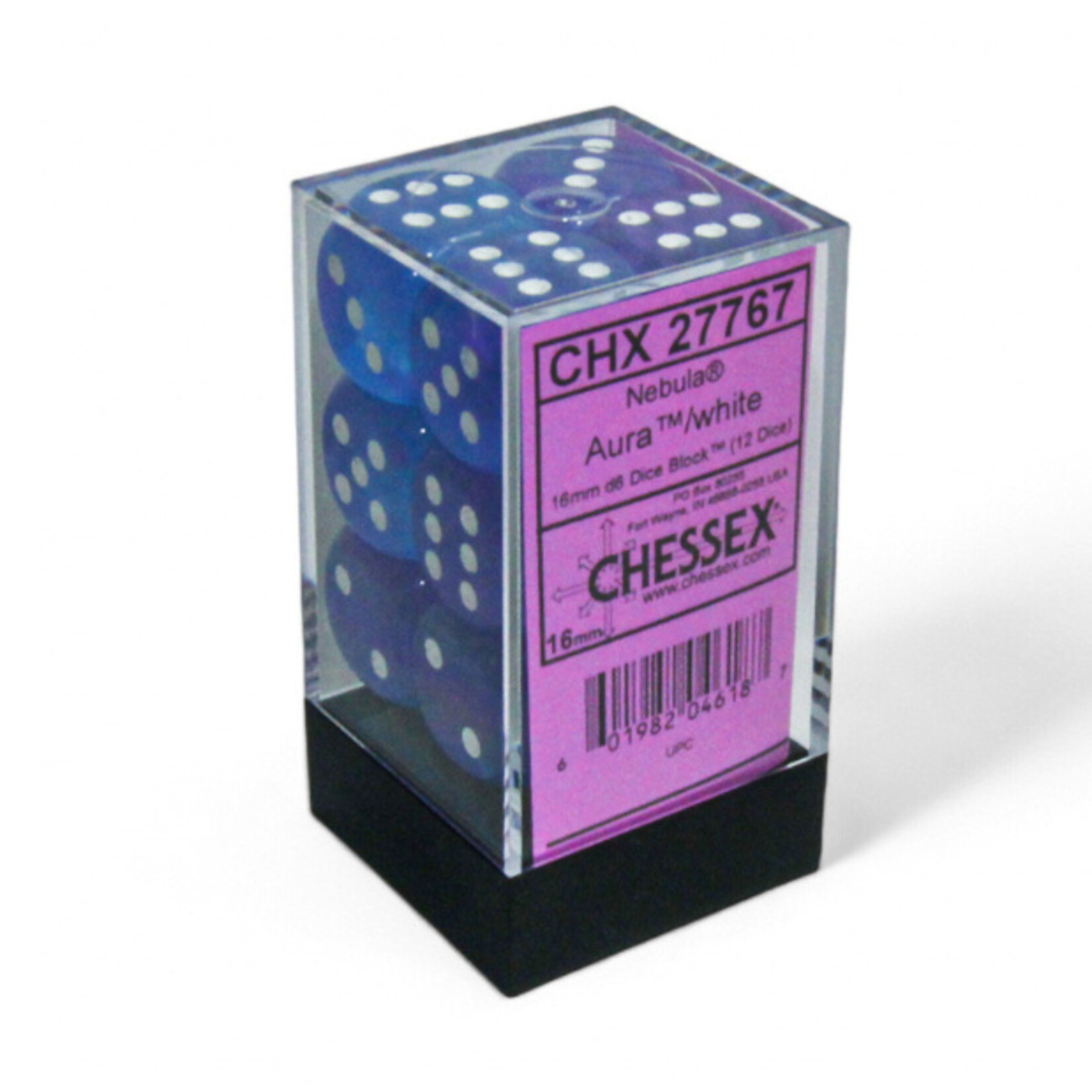 Chessex Ensemble de 12 dés 6 faces 16 mm - Aura blanc