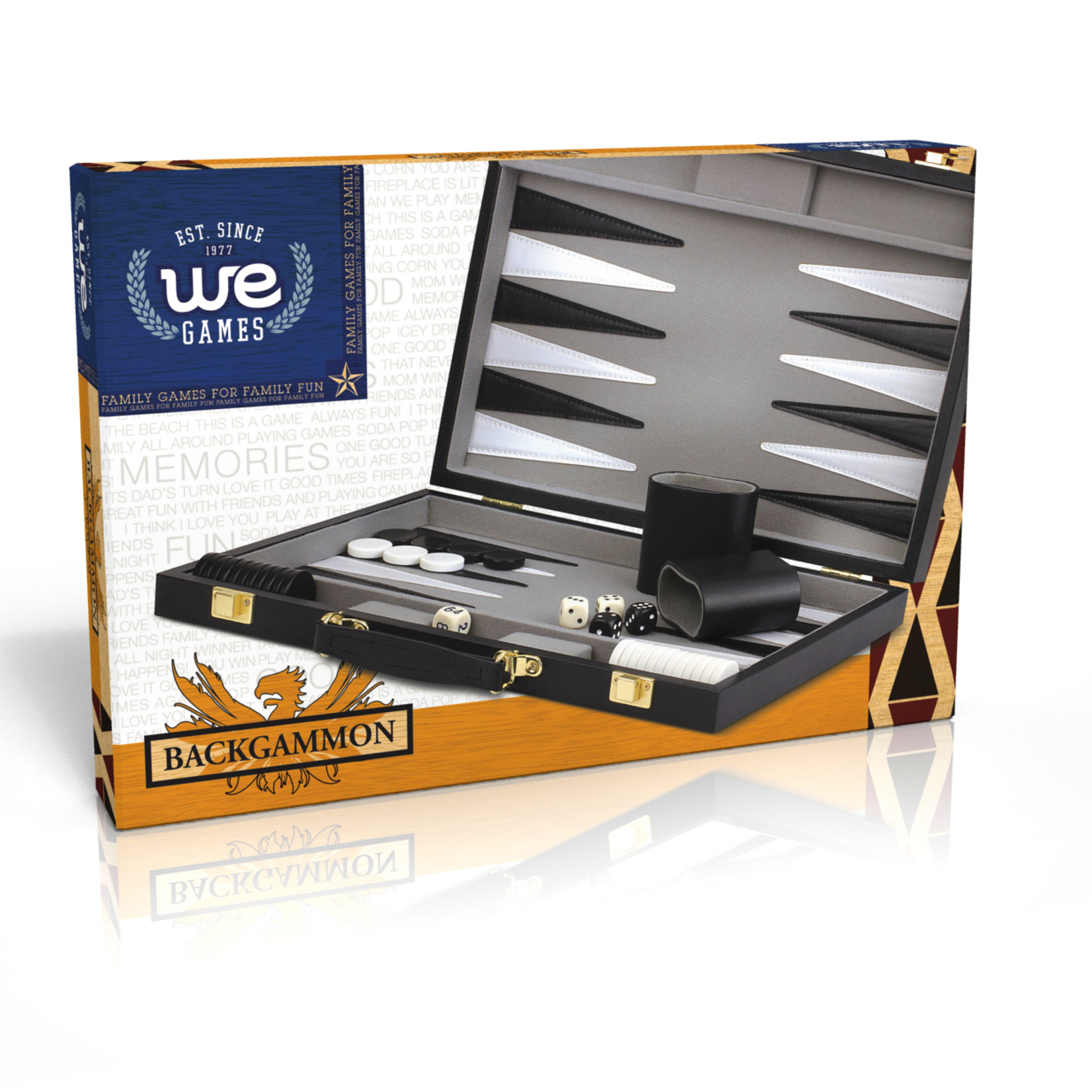 Backgammon - 15 pouces avec valise noire et grise