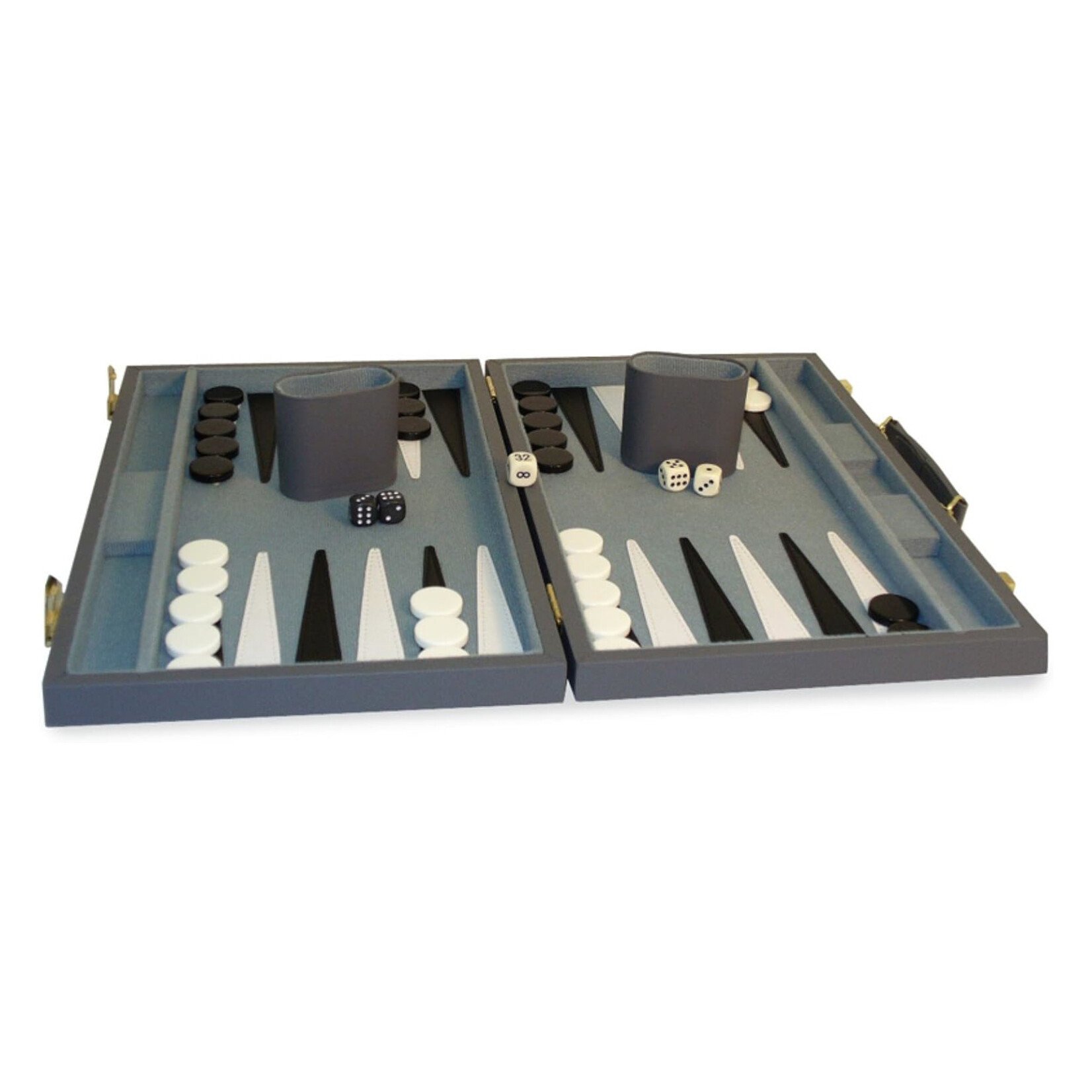 Backgammon - 18 pouces avec valise en vinyl grise